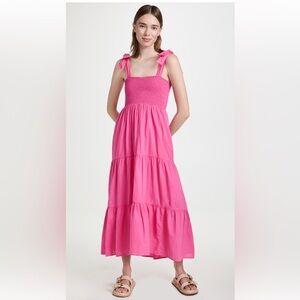 Long pink maxi tie dress